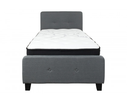 BLNK Tribeca Tufted Upholstered Platform Bed with Pocket Spring Mattress - Dark Gray, Twin Size