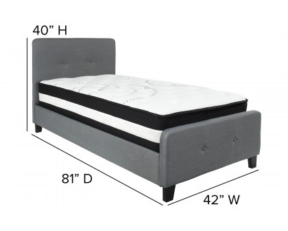 BLNK Tribeca Tufted Upholstered Platform Bed with Pocket Spring Mattress - Dark Gray, Twin Size