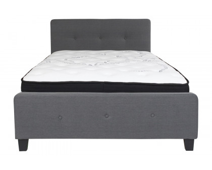 BLNK Tribeca Tufted Upholstered Platform Bed with Pocket Spring Mattress - Dark Gray, Full Size