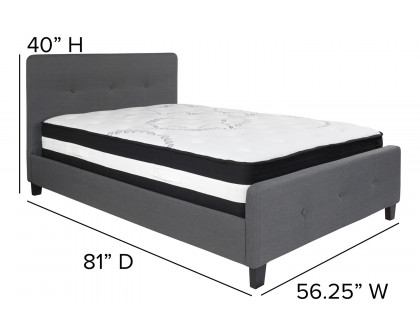 BLNK Tribeca Tufted Upholstered Platform Bed with Pocket Spring Mattress - Dark Gray, Full Size