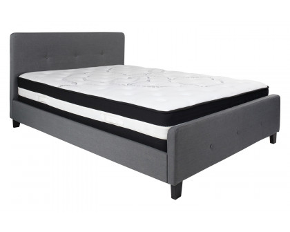 BLNK Tribeca Tufted Upholstered Platform Bed with Pocket Spring Mattress - Dark Gray, Queen Size