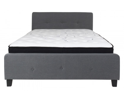 BLNK Tribeca Tufted Upholstered Platform Bed with Pocket Spring Mattress - Dark Gray, Queen Size