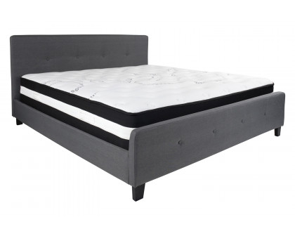 BLNK Tribeca Tufted Upholstered Platform Bed with Pocket Spring Mattress - Dark Gray, King Size