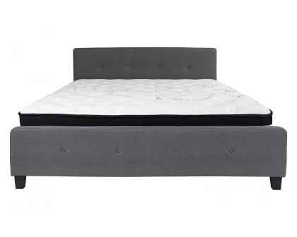 BLNK Tribeca Tufted Upholstered Platform Bed with Pocket Spring Mattress - Dark Gray, King Size