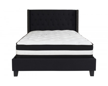 BLNK Riverdale Tufted Upholstered Platform Bed with Pocket Spring Mattress - Black, Full Size