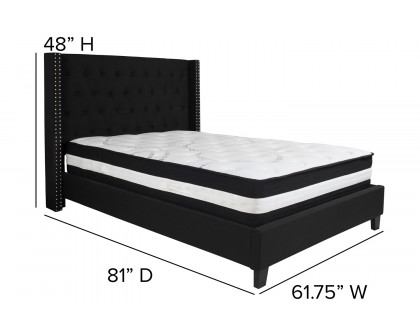 BLNK Riverdale Tufted Upholstered Platform Bed with Pocket Spring Mattress - Black, Full Size