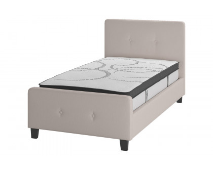 BLNK Tribeca Tufted Upholstered Platform Bed with 10" CertiPUR-US Certified Pocket Spring Mattress - Beige, Twin Size