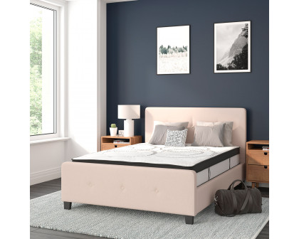 BLNK Tribeca Tufted Upholstered Platform Bed with 10" CertiPUR-US Certified Pocket Spring Mattress