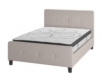 BLNK Tribeca Tufted Upholstered Platform Bed with 10" CertiPUR-US Certified Pocket Spring Mattress - Beige, Full Size