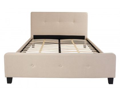 BLNK Tribeca Tufted Upholstered Platform Bed with 10" CertiPUR-US Certified Pocket Spring Mattress - Beige, Queen Size