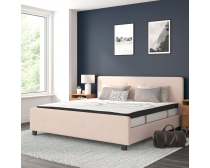 BLNK Tribeca Tufted Upholstered Platform Bed with 10" CertiPUR-US Certified Pocket Spring Mattress