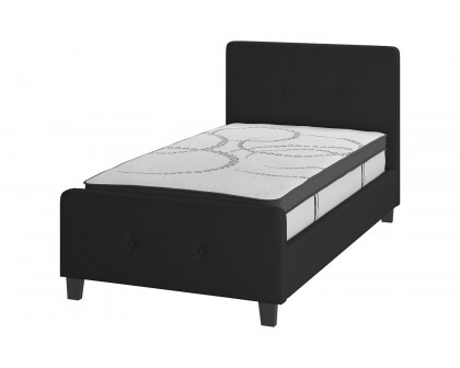 BLNK Tribeca Tufted Upholstered Platform Bed with 10" CertiPUR-US Certified Pocket Spring Mattress - Black, Twin Size