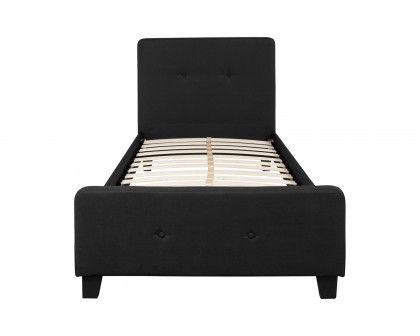 BLNK Tribeca Tufted Upholstered Platform Bed with 10" CertiPUR-US Certified Pocket Spring Mattress - Black, Twin Size