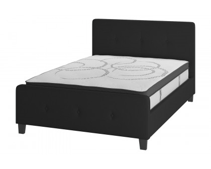 BLNK Tribeca Tufted Upholstered Platform Bed with 10" CertiPUR-US Certified Pocket Spring Mattress - Black, Full Size