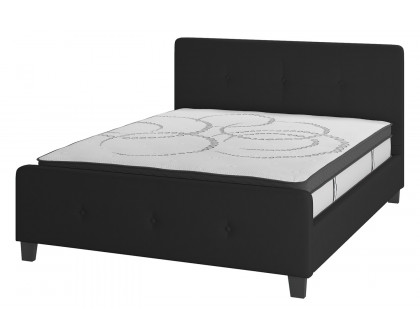 BLNK Tribeca Tufted Upholstered Platform Bed with 10" CertiPUR-US Certified Pocket Spring Mattress - Black, Queen Size