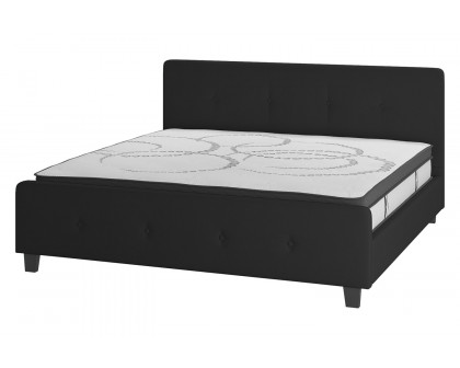 BLNK Tribeca Tufted Upholstered Platform Bed with 10" CertiPUR-US Certified Pocket Spring Mattress - Black, King Size