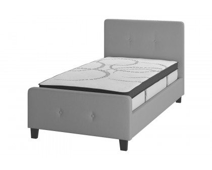 BLNK Tribeca Tufted Upholstered Platform Bed with 10" CertiPUR-US Certified Pocket Spring Mattress - Light Gray, Twin Size