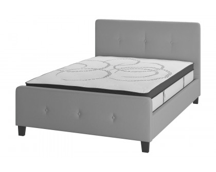 BLNK Tribeca Tufted Upholstered Platform Bed with 10" CertiPUR-US Certified Pocket Spring Mattress - Light Gray, Full Size