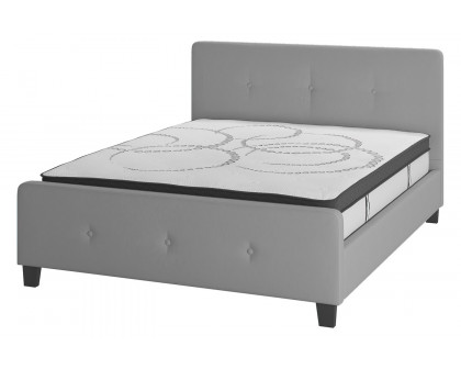 BLNK Tribeca Tufted Upholstered Platform Bed with 10" CertiPUR-US Certified Pocket Spring Mattress - Light Gray, Queen Size