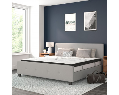 BLNK Tribeca Tufted Upholstered Platform Bed with 10" CertiPUR-US Certified Pocket Spring Mattress