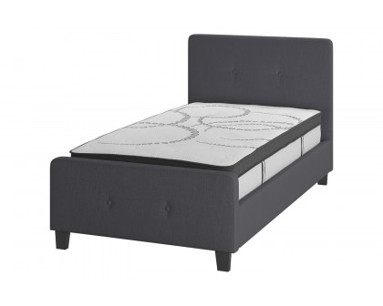 BLNK Tribeca Tufted Upholstered Platform Bed with 10" CertiPUR-US Certified Pocket Spring Mattress - Dark Gray, Twin Size