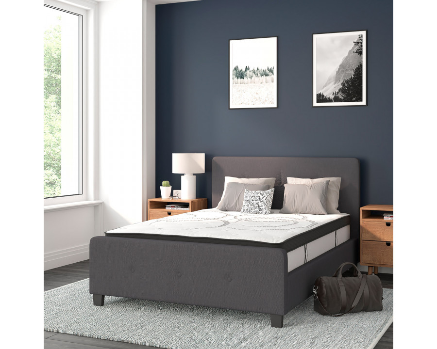 BLNK Tribeca Tufted Upholstered Platform Bed with 10" CertiPUR-US Certified Pocket Spring Mattress