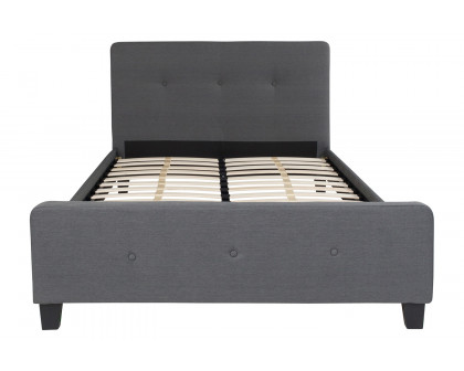 BLNK Tribeca Tufted Upholstered Platform Bed with 10" CertiPUR-US Certified Pocket Spring Mattress - Dark Gray, Full Size