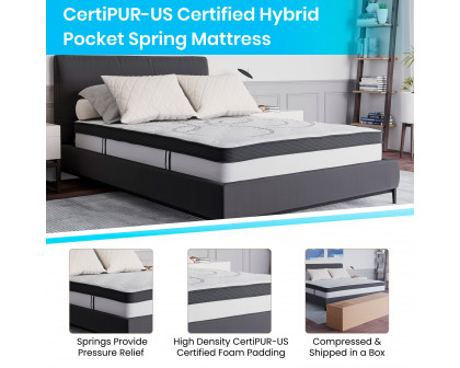 BLNK Tribeca Tufted Upholstered Platform Bed with 10" CertiPUR-US Certified Pocket Spring Mattress - Dark Gray, Full Size