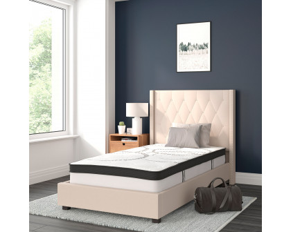 BLNK Riverdale Tufted Upholstered Platform Bed with 10" CertiPUR-US Certified Pocket Spring Mattress