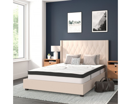 BLNK Riverdale Tufted Upholstered Platform Bed with 10" CertiPUR-US Certified Pocket Spring Mattress