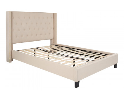 BLNK Riverdale Tufted Upholstered Platform Bed with 10" CertiPUR-US Certified Pocket Spring Mattress - Beige, Full Size