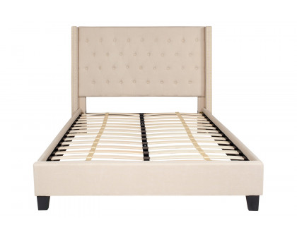 BLNK Riverdale Tufted Upholstered Platform Bed with 10" CertiPUR-US Certified Pocket Spring Mattress - Beige, Full Size