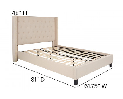 BLNK Riverdale Tufted Upholstered Platform Bed with 10" CertiPUR-US Certified Pocket Spring Mattress - Beige, Full Size