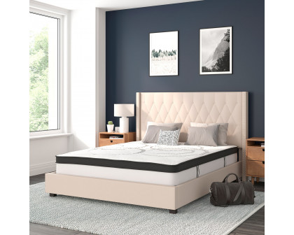 BLNK Riverdale Tufted Upholstered Platform Bed with 10" CertiPUR-US Certified Pocket Spring Mattress