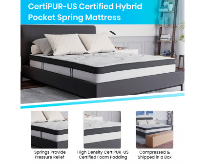 BLNK Riverdale Tufted Upholstered Platform Bed with 10" CertiPUR-US Certified Pocket Spring Mattress - Beige, Queen Size