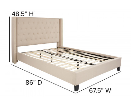 BLNK Riverdale Tufted Upholstered Platform Bed with 10" CertiPUR-US Certified Pocket Spring Mattress - Beige, Queen Size