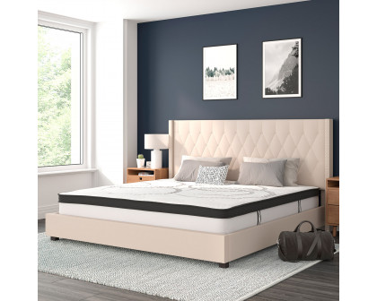 BLNK Riverdale Tufted Upholstered Platform Bed with 10" CertiPUR-US Certified Pocket Spring Mattress