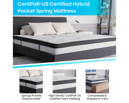 BLNK Riverdale Tufted Upholstered Platform Bed with 10" CertiPUR-US Certified Pocket Spring Mattress - Beige, King Size