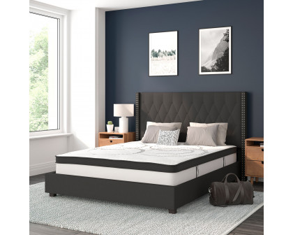 BLNK Riverdale Tufted Upholstered Platform Bed with 10" CertiPUR-US Certified Pocket Spring Mattress