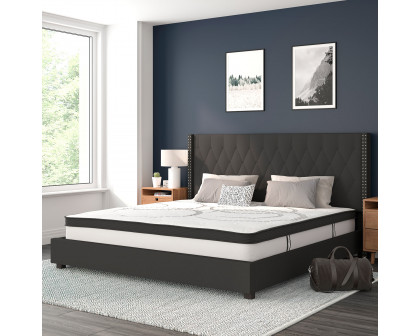 BLNK Riverdale Tufted Upholstered Platform Bed with 10" CertiPUR-US Certified Pocket Spring Mattress