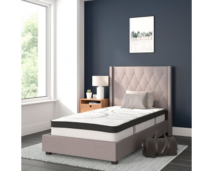 BLNK Riverdale Tufted Upholstered Platform Bed with 10" CertiPUR-US Certified Pocket Spring Mattress