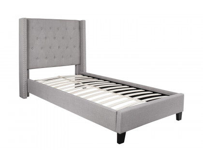 BLNK Riverdale Tufted Upholstered Platform Bed with 10" CertiPUR-US Certified Pocket Spring Mattress - Light Gray, Twin Size