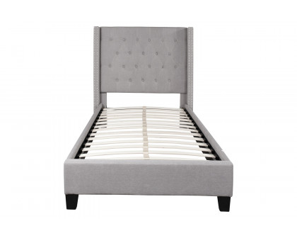 BLNK Riverdale Tufted Upholstered Platform Bed with 10" CertiPUR-US Certified Pocket Spring Mattress - Light Gray, Twin Size