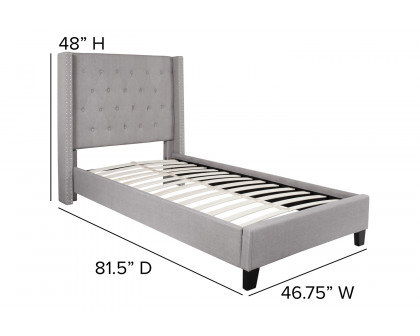 BLNK Riverdale Tufted Upholstered Platform Bed with 10" CertiPUR-US Certified Pocket Spring Mattress - Light Gray, Twin Size