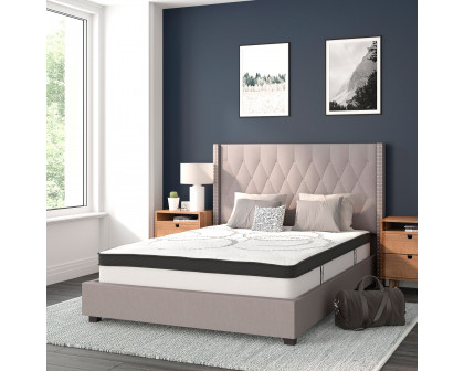 BLNK Riverdale Tufted Upholstered Platform Bed with 10" CertiPUR-US Certified Pocket Spring Mattress