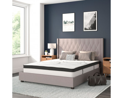 BLNK Riverdale Tufted Upholstered Platform Bed with 10" CertiPUR-US Certified Pocket Spring Mattress