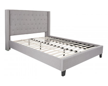 BLNK Riverdale Tufted Upholstered Platform Bed with 10" CertiPUR-US Certified Pocket Spring Mattress - Light Gray, Queen Size