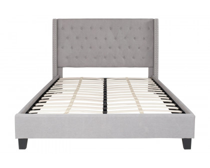 BLNK Riverdale Tufted Upholstered Platform Bed with 10" CertiPUR-US Certified Pocket Spring Mattress - Light Gray, Queen Size