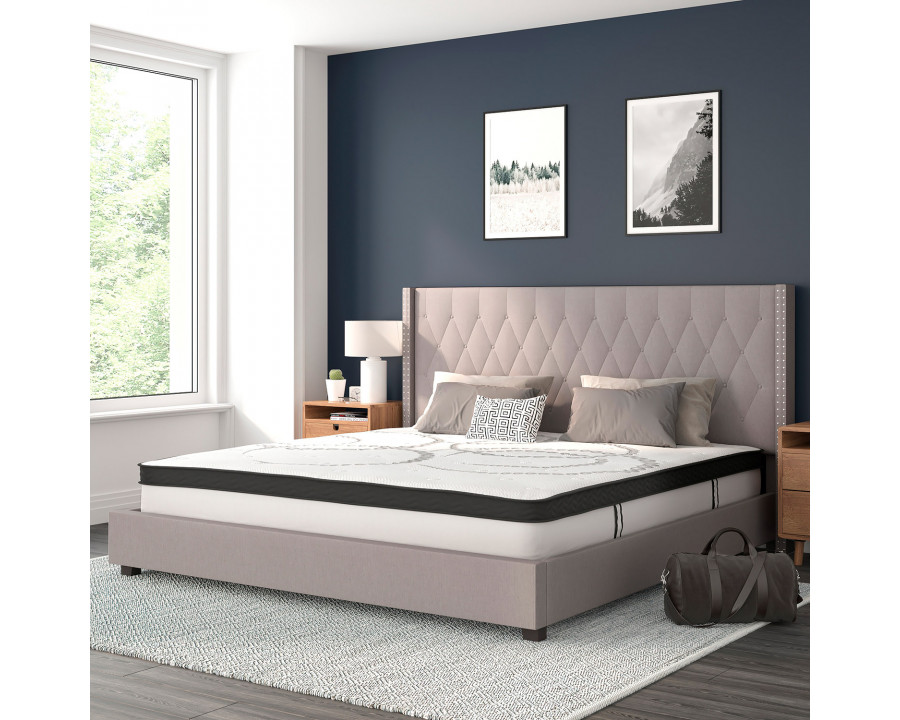 BLNK Riverdale Tufted Upholstered Platform Bed with 10" CertiPUR-US Certified Pocket Spring Mattress