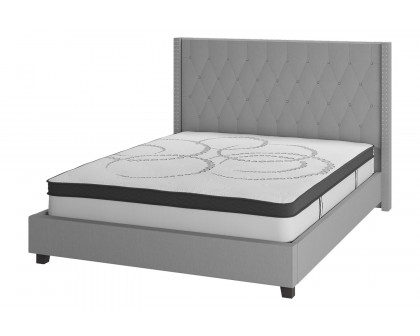 BLNK Riverdale Tufted Upholstered Platform Bed with 10" CertiPUR-US Certified Pocket Spring Mattress